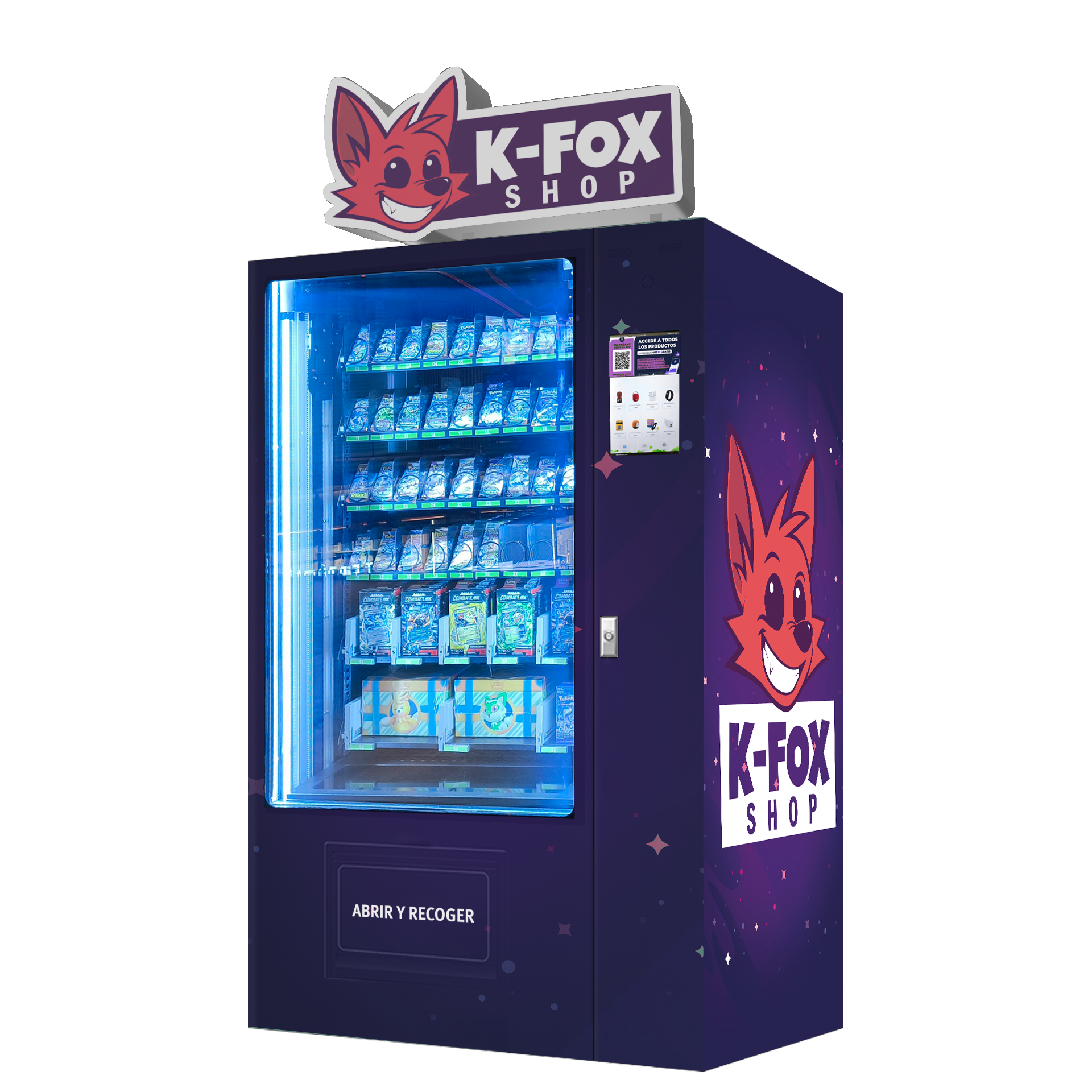 Máquina K-FOX — expendedora de productos de reto e importación viral disponible 24 horas