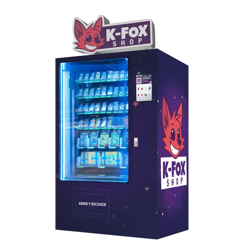 Máquina K-FOX — expendedora de productos de reto e importación viral disponible 24 horas